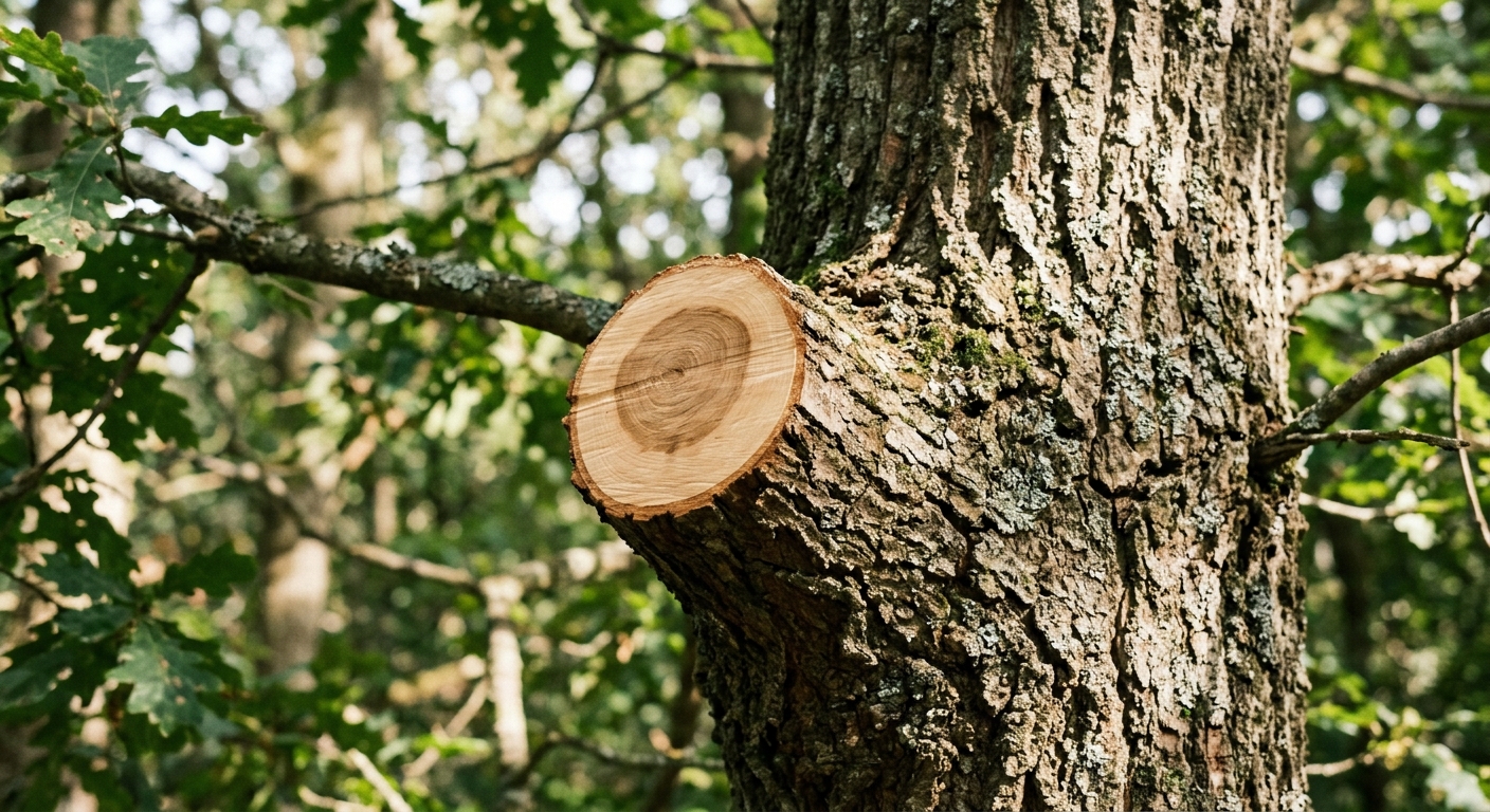 Arbre sain après une coupe nette et précise